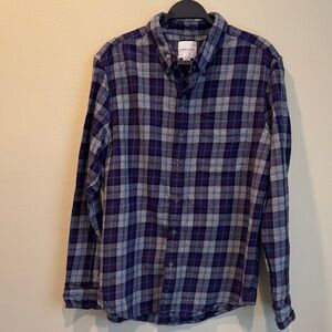 American Eagle Outfitters Plaid Shirt - Blue Grey, Purple and Teal Flannel